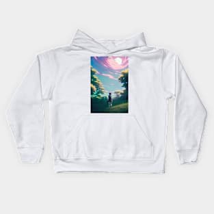 Anime Girl Spring Sunshine Forest Landscape Kids Hoodie